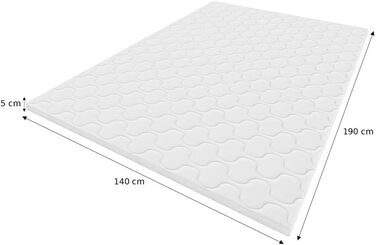 POKAR Mattress Topper, Mattress Topper, Mattress Pad, Mattress Protector for Mattress, Washable and Suitable for Allergy Sufferers, 140 x 190 cm