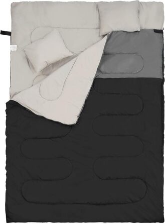 Спальний мішок Elevon для дорослих, підлітків та дітей, для холодної та теплої погоди, водонепроникний, легкий, компактний з компресійним мішком, для 3-4 сезонів, кемпінг, рюкзак, туризм, подорожі, зелений (2 особи, 1 шт., чорний)