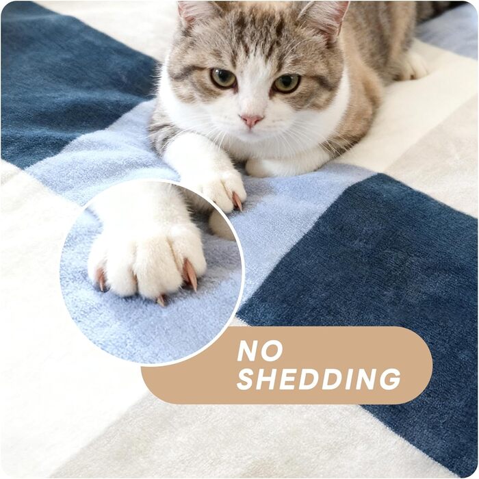 Плед Sherpa-fleece з плюшу, двосторонній, сіро-блакитний в клітинку, 150 x 200 см