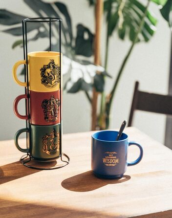 Grupo Erik Harry Potter Coffee Mug Set of 4 Hogwarts Houses - Ceramic Coffee Cups Gryffindor, Slytherin, Ravenclaw and Hufflepuff - Mug Set, each 300 ml