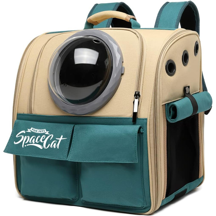 Рюкзак-переноска для котів Galatée, рюкзак для тварин, рюкзак-кокони, рюкзак-шар для домашніх тварин з вентиляцією, рюкзак для собак та котів, для маленьких собак (Хакі)