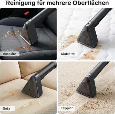 Портативний пилосос для чищення м'яких меблів Lubluelu 600 Вт, 18 кПа, з функцією самоочищення та насадкою для килимів, диванів та авто (чорний)