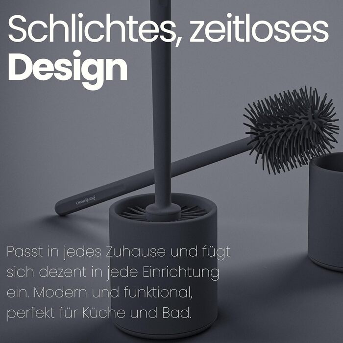 Щітка для унітазу Cleangang® з тримачем, силіконова, комплект - унітазна щітка, антрацит