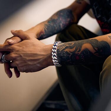 Чоловічий браслет LUCKY2+7 з ланцюгом у стилі Куба, сріблястого кольору, чорний, з нержавіючої сталі