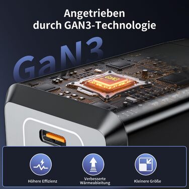Зарядний пристрій USB-C 160W GaN: Швидка зарядка PPS, 3 порти для MacBook Pro/Air, iPad, iPhone 16/15/14 - Чорний
