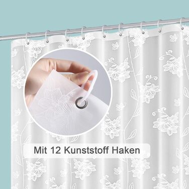 Штора для душу миюча Peva 300x200 см, біла в крапку, антигрибкова, прозора для ванної кімнати та душу