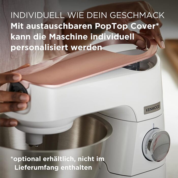 Кухонна машина Kenwood Titanium Chef Baker KVC65.001WH з вбудованими вагами, 1200 Вт, 3 насадки для кондитерських виробів, лопатка та захист від бризок, біла