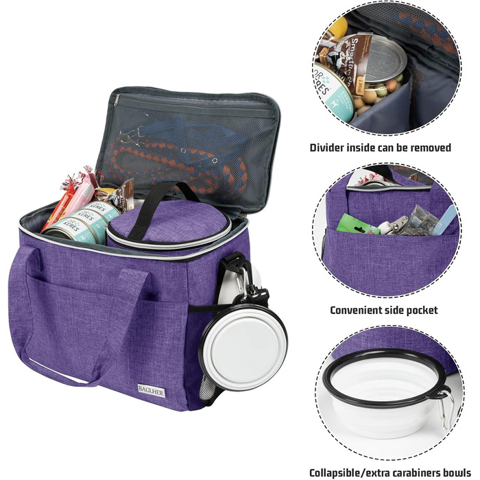 Чорна сумка-рюкзак для собак та котів Baglher: комплект з 5 предметів для подорожей з тваринами