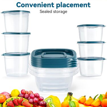 Контейнери для їжі EFISH 20 шт. Прямокутні, пластикові, з кришкою, 500 мл. Набір для школи, роботи та подорожей