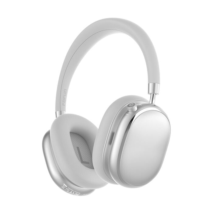 Навушники бездротові Bluetooth 6.0 NC95 з активним шумозаглушенням, сріблясті. До 120 годин роботи, налаштування EQ через додаток, для подорожей та спорту