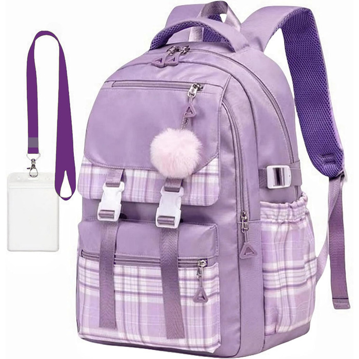 Стильний рюкзак для підліток та жінок: легкий, для ноутбука, на кожен день, у подорожі, для коледжу та роботи (фіолетовий)