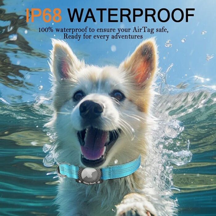 Нашийник для собак з AirTag, водонепроникний чохол, GPS трекер, сумісний з Apple AirTag, синій, розмір S (27-34.5 см)