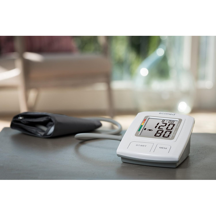 Ecomed BU-92E тонометр на плече без кабелю, з функцією виявлення аритмії, шкалою кольорів WHO, для точного вимірювання артеріального тиску та пульсу з функцією пам'яті