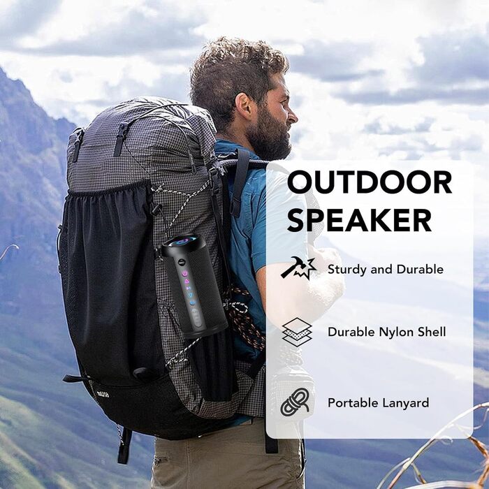 Портативна Bluetooth колонка з підсвічуванням, 30W, водонепроникна IPX7, подвійний бас, акумулятор 3000mAh, RGB, TWS, AUX, TF картка, для відпочинку на природі, вечірок та подорожей