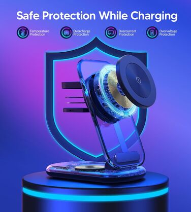 Бездротова зарядка MagSafe 3-в-1 для iPhone, Apple Watch та AirPods, сумісна з iPhone 16/15/14/13/12 Plus/Pro Max