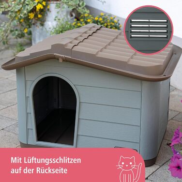 Kerbl Cat House Paola Eco (Cat Shelter UV and Weather Resistant, Cat Cave Indoor and Outdoor, Pet House, 60 x 51 x 41 cm, grey-green/brown) 81341
