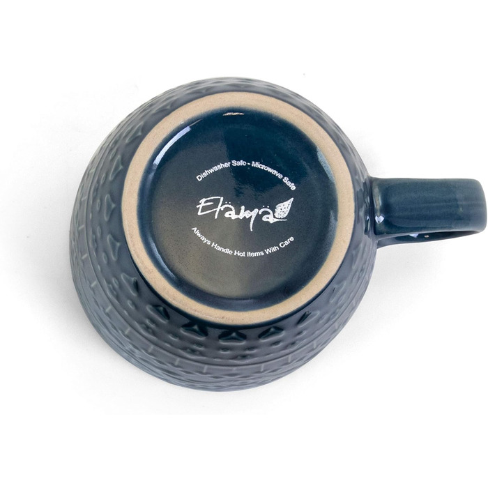 Набір посуду Elama Rund з 16 частин з емальованого фарфору, тиснення, океаново-блакитний та зелений, з коричневим контуром