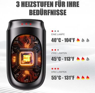 Електричний грілка для рук 2-в-1, 6000 mAh з магнітом, багаторазовий, 3 режими нагріву, USB-зарядка, компактний