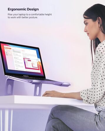 Підставка для ноутбука Nulaxy з алюмінію, ергономічна, з вентиляцією, сумісна з MacBook, Dell, HP, Samsung, Lenovo, 10-16 дюймів, сіра (фіолетова)