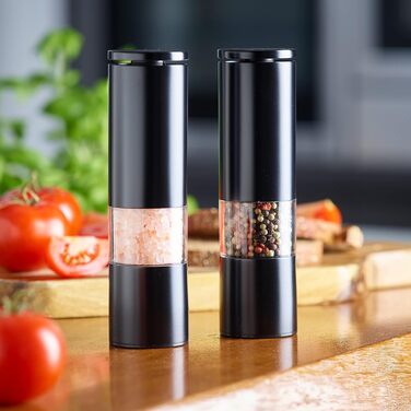 Набір для перцю та солі Echtwerk: 2 шт., ручна, з керамічним подрібнювачем, нержавіюча сталь, для перцю, солі та чилі (Black Edition)