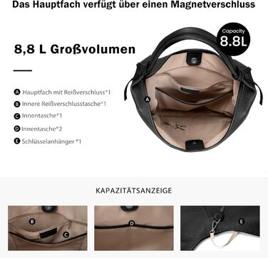 Сумка жіноча шкіряна befen Grande Shopper, чорна елегантна сумка-тоут через плече для роботи та навчання