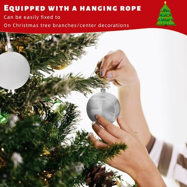 Набір прикрас для ялинки Aufun 108 шт. Преміум якість, пластикові кулі, зірка, верхівка, безпечні прикраси, ялинкові кулі, багаторазові, декор (шампань, срібло)