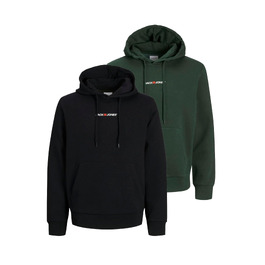 Набір худі для чоловіків JACK & JONES (2 шт.), бавовняний світшот з каптуром, чорний та темно-зелений, розмір L