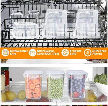 Набір контейнерів для зберігання Withosent (24 шт.) з кришкою, 2L, 1.6L, 0.8L