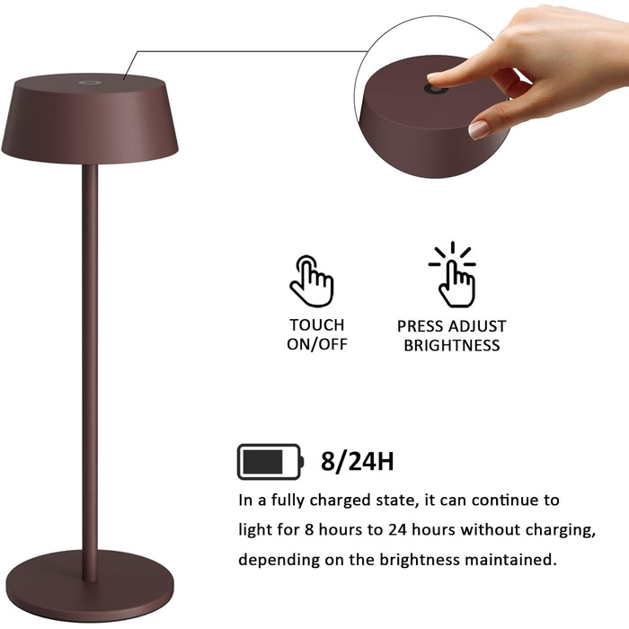 LED-лампа K-Bright на акумуляторі, 2 шт. - тепле світло 3000K, регулювання яскравості, для дому та саду