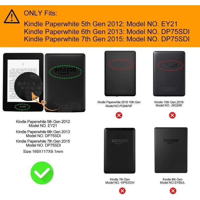 Чохол MOKASE для Kindle Paperwhite 5/6/7 (6 дюймів) з петлею та відділенням для карт, Pine Green