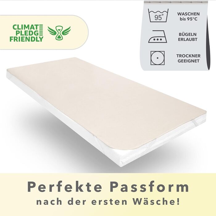 STUDIO Molton Mattress Protector 140x200cm, Made in Green, 100% breathable cotton, Made in Germany, Mattress topper with corner elastics 140 x 200 cm, Natural colors