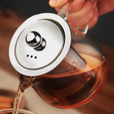 Скляний чайник з ситом із нержавіючої сталі для заварювання чаю, 750 мл