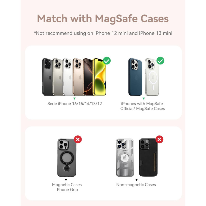 PowerBank Kuulaa Ultra Slim 5000 mAh з MagSafe, Type-C 20W, Швидка зарядка, 7.2 мм, для iPhone 16/15/14/13/12 (Рожевий)