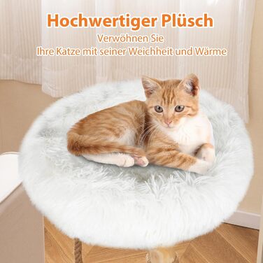 Дерев'яний кігтеточки для котів COSTWAY 90 см, 3-ярусний, з плюшем, джутовим мотузком, білий + натуральний колір