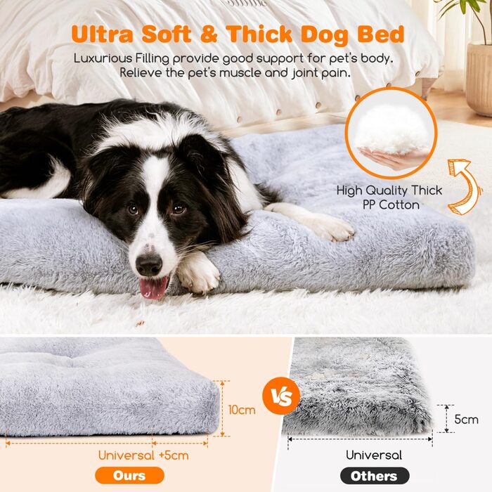 Nobleza Dog Bed for Large Dogs, Washable, Super Soft and Fluffy Anti-Anxiety High-Quality Plush Dog Bed with Non-Slip Bottom, Dog Cushion, Dog Mat, 110x73x10 cm, XL