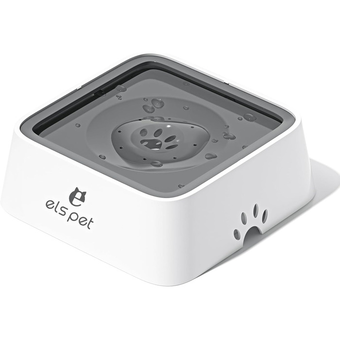 Трапезний набір для собак ELS PET: миска для води та корму, антивитікання, 2L, сіра