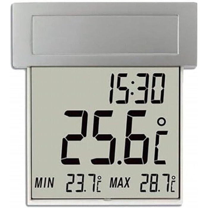 TFA Dostmann Vision Solar Digital Window Thermometer, 30.1035, large display with outdoor temperature, L 122 x W 28 x H 131 mm
