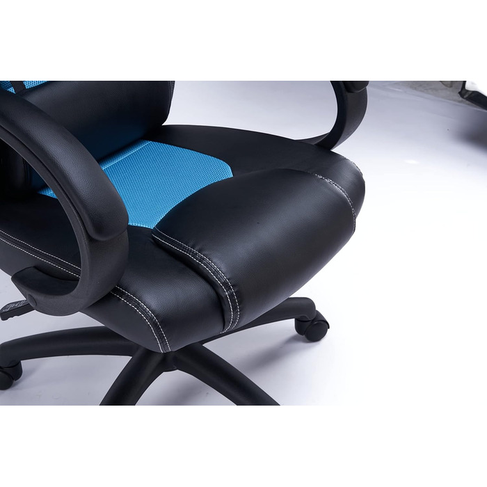 Ігрове крісло Acer Predator Rift Essential, ергономічна підтримка спини та голови, м'які підлокітники, широка сидушка, до 150 кг, чорний/синій