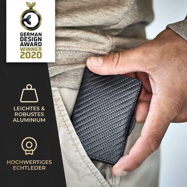 ZNAP® Slim Wallet: Тонкий картхолдер для чоловіків з RFID захистом, карбон, 12 карт