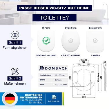 Сідіак для унітаза DOMBACH Premium D-подібний (Aliano) з мікроліфтом (м'яке закриття), знімний, білий