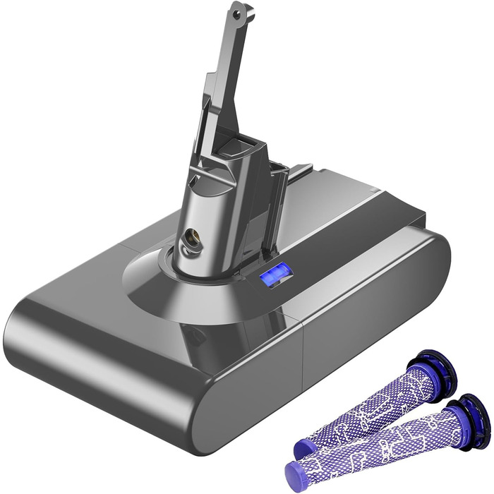 Запасний акумулятор 6000mAh для пилососа Dyson V6 (DC58, DC62, DC59, DC61, DC72, DC74, SV03, SV05, SV06, SV07, SV09) + 2 фільтри