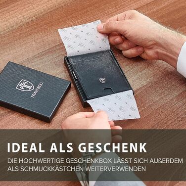 Чоловічий гаманець Travando Amsterdam з кліпсою для грошей - RFID захист, 10 відділень для карток, компактний дизайн, преміум якість, подарункова коробка, з Німеччини (Чорний)