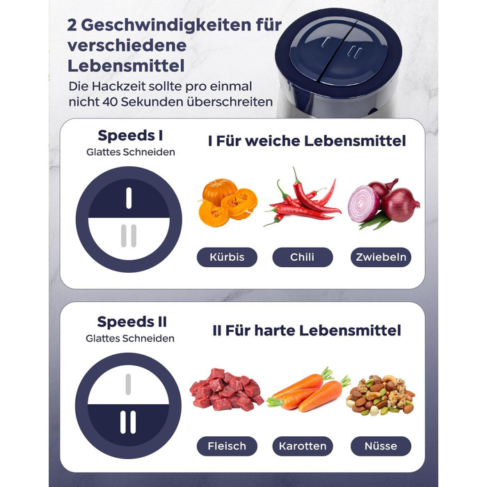 Електричний подрібнювач м'яса Bear 2L+1.8L з функцією м'ясоподрібнювача, 600W, 2 швидкості, зі скляною та нержавіючою сталлю, 4 леза, для м'яса, дитячого харчування, фруктів та овочів