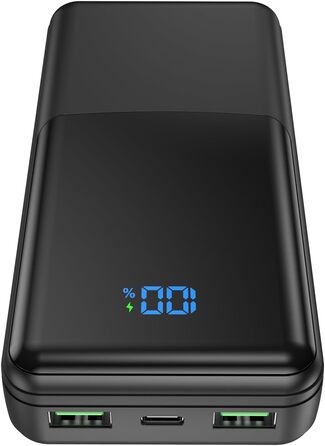 Power Bank Coblob 27000mAh з LED дисплеєм, 3 виходи, 2 входи, чорний