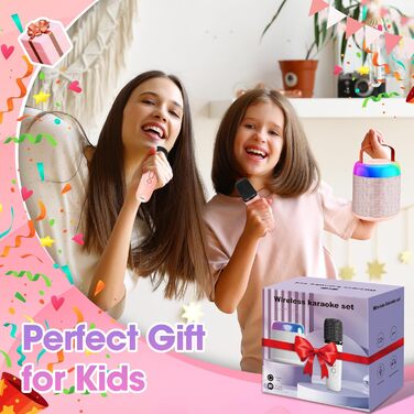 Караоке машина для дітей з 2 мікрофонами, рожева. Іграшка для дівчаток 3-12 років. Чудовий подарунок на день народження!