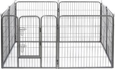 Клітка для цуценят та дрібних тварин Lionto, 80x80 см, розширювана, з дверцятами та засувом, для дому та саду, 8 елементів