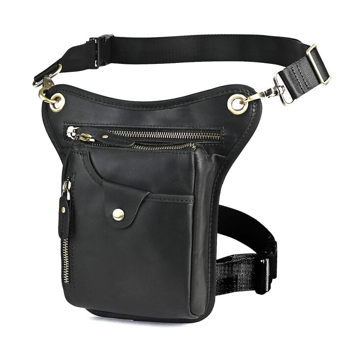 Чоловіча сумка на ногу з натуральної шкіри Le'aokuu - поясна/стегнова/для подорожей, туризму, альпінізму