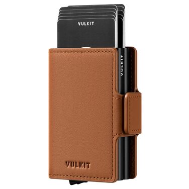 Чоловіче шкіряне картхолдер VULKIT з RFID захистом, для карток та грошових купюр (коричневий)