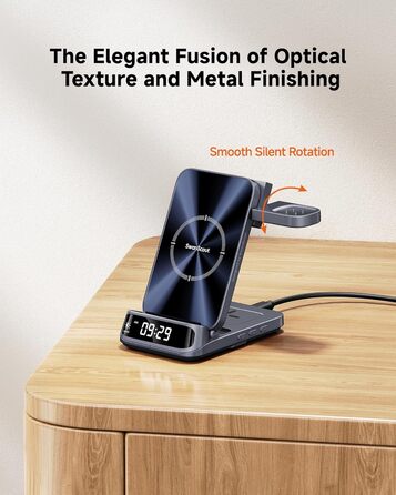 Бездротовий зарядний пристрій 3-в-1 для Fitbit, iPhone, Samsung, AirPods, SwanScout 708FB (без адаптера)