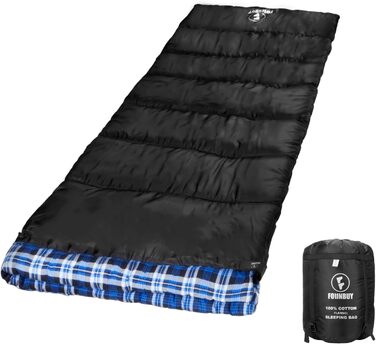 Спальний мішок фланелевий теплий 3-4 сезони XXL з бавовняним підкладкою для дорослих Outdoor для риболовлі, кемпінгу, походів, легкий для дому та вулиці, блакитний, 2lbs наповнювач